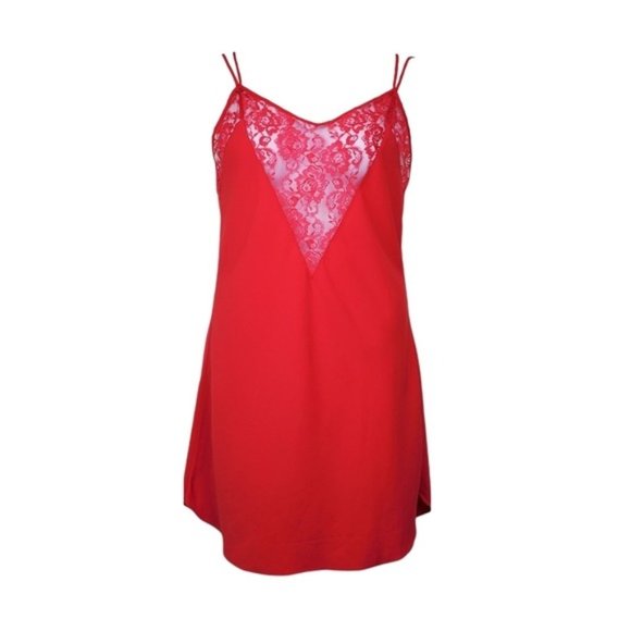 Victoria's Secret Vintage Gold Label Red Sheer Lace Bodice Night Slip Size L - Picture 1 of 7